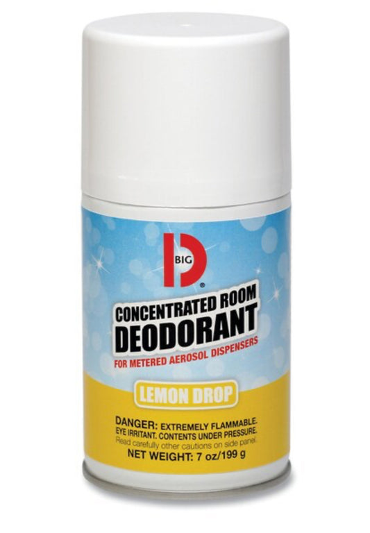 BIG D Metered Concentrated Room Deodorant, Lemon Scent, 7 oz Aerosol Spray, PK12