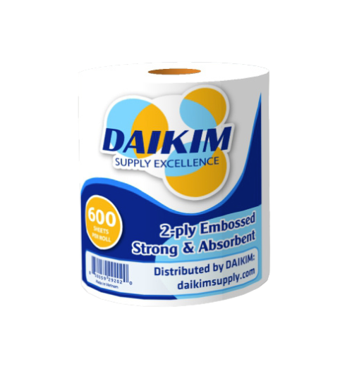 DAIKIM Center Pull Paper Towel - 2 Ply, 600 Sheets, 6 Rolls/Box, Compatible with Universal Paper Towel Dispensers