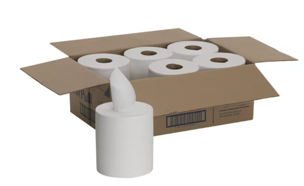 Sofpull Center Pull Paper Towels, 1 Ply, 320 Sheets, 186 ft, White, 6 Rolls/Box