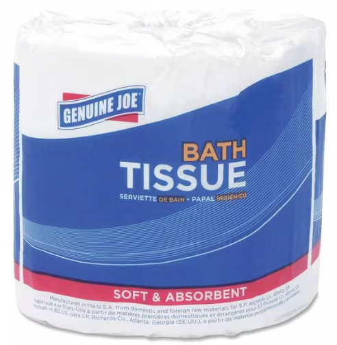 GENUINE JOE Standard Toilet Paper - 400 Sheets/Roll, 3.15" x 4", White, 96 Rolls/Box
