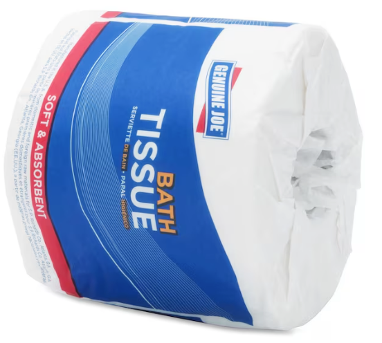 GENUINE JOE Standard Toilet Paper - 400 Sheets/Roll, 3.15" x 4", White, 96 Rolls/Box