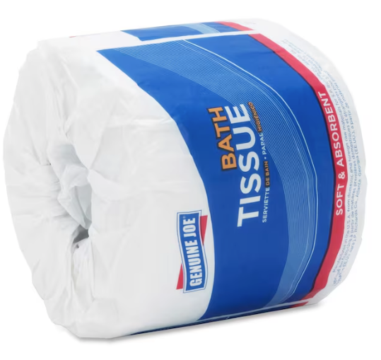 GENUINE JOE Standard Toilet Paper - 400 Sheets/Roll, 3.15" x 4", White, 96 Rolls/Box