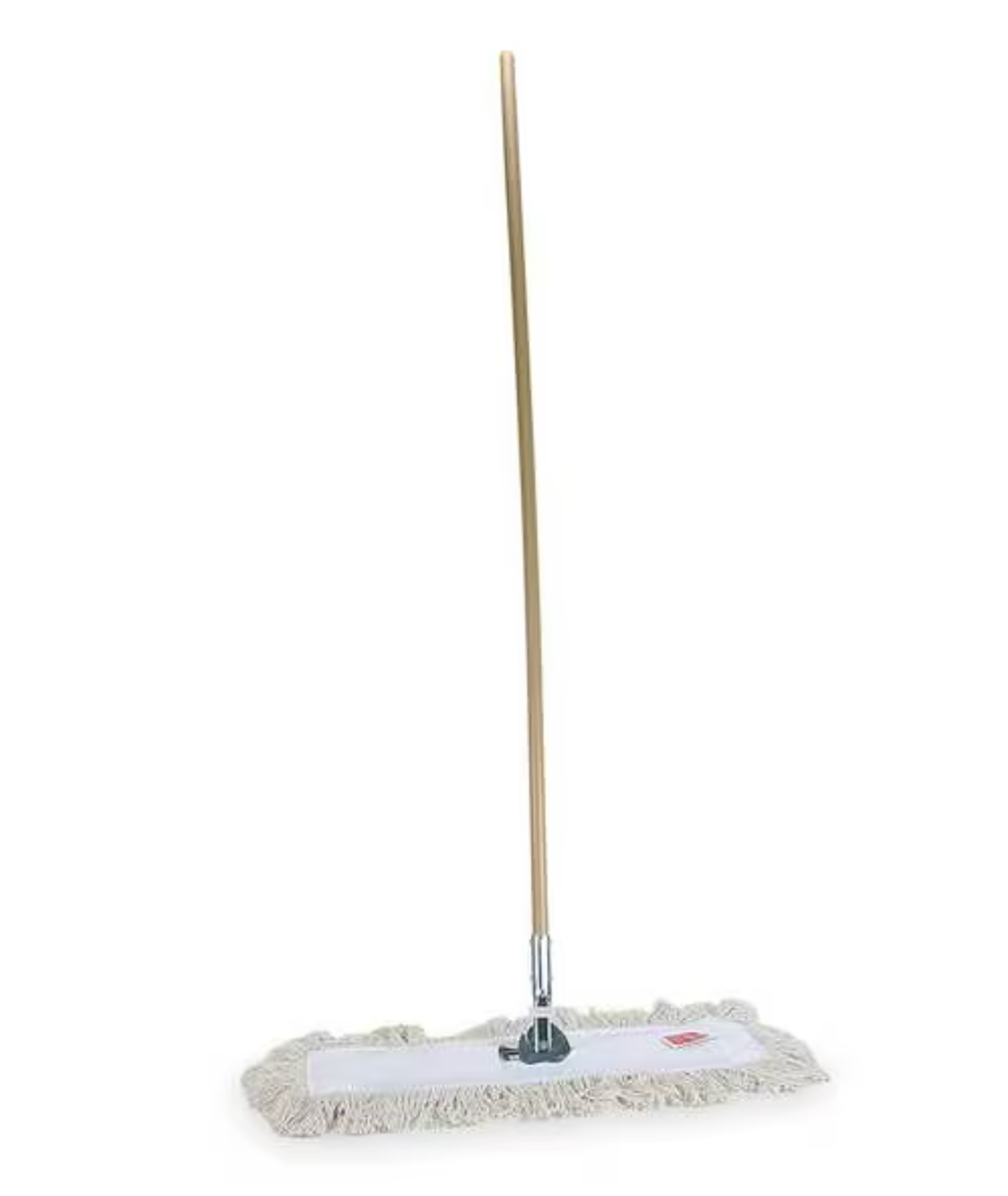 TOUGH GUY Dust Mop, Dry Wt, Slide On Connection, Cut-End, White, Cotton