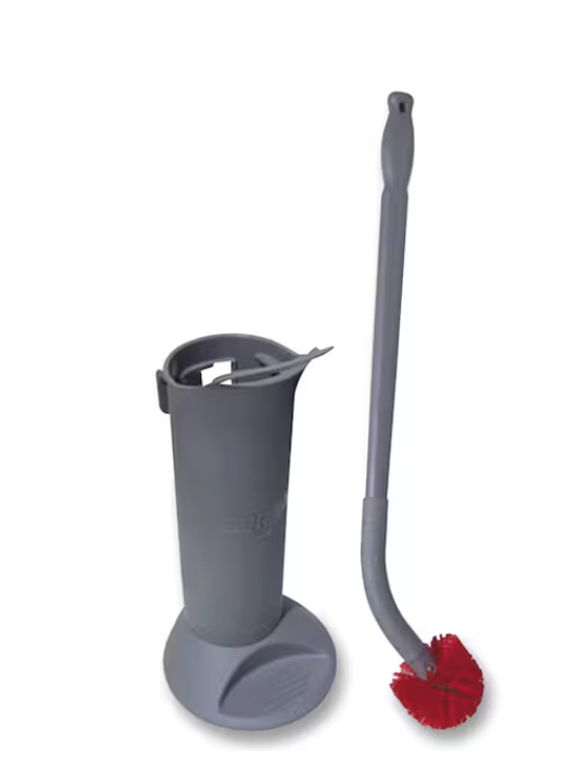 Ergo Toilet Bowl Brush Set, 26" L Handle, Gray, Plastic