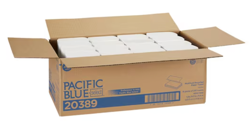 Pacific Blue Select Multifold Paper Towels, 2 Ply, 250 Sheets, White, 16 PK/Box