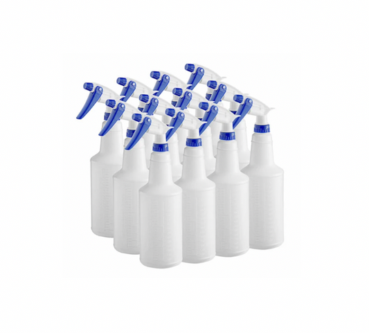 Lavex 32 oz Plastic Spray Bottles, Blue, 12/PK