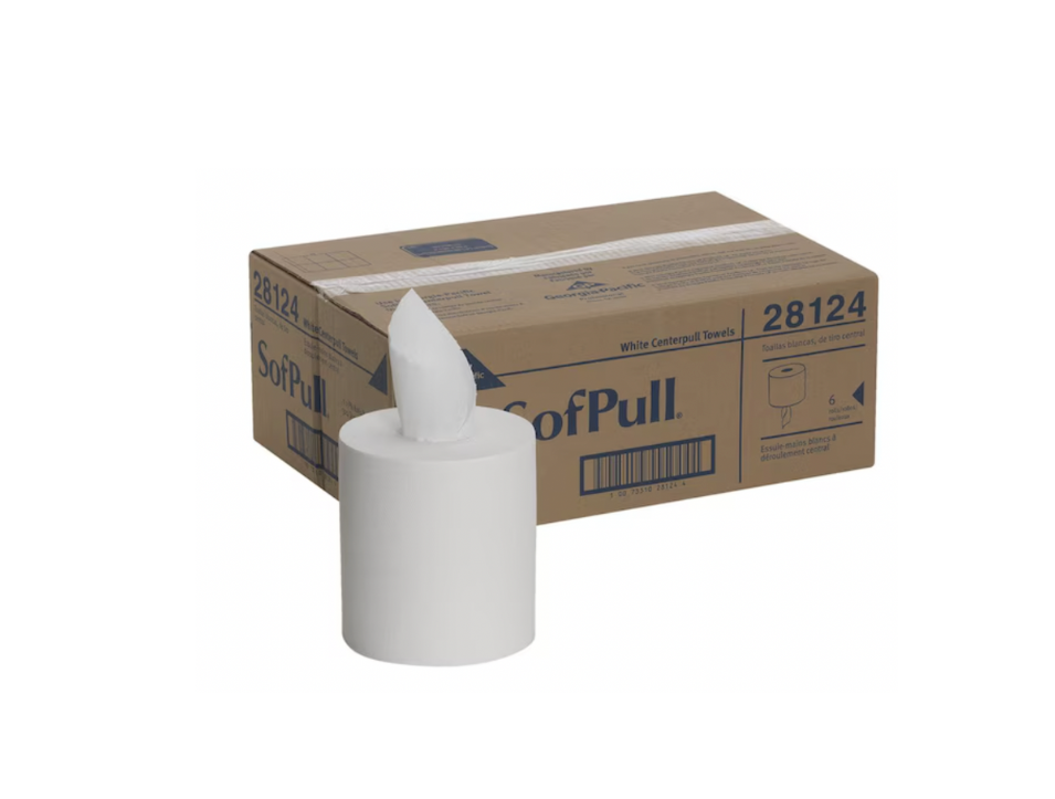 Sofpull Center Pull Paper Towels, 1 Ply, 320 Sheets, 186 ft, White, 6 Rolls/Box